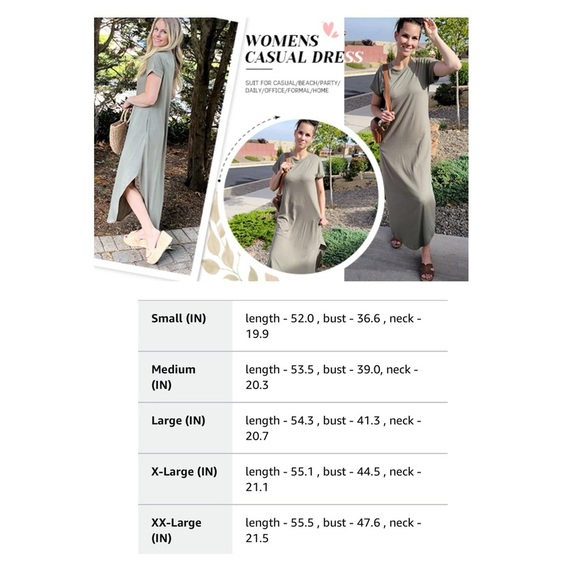 Casual Loose Short Sleeve Long Dress Split Maxi Summer Beach Dress with Pockets - Picture 4 of 17